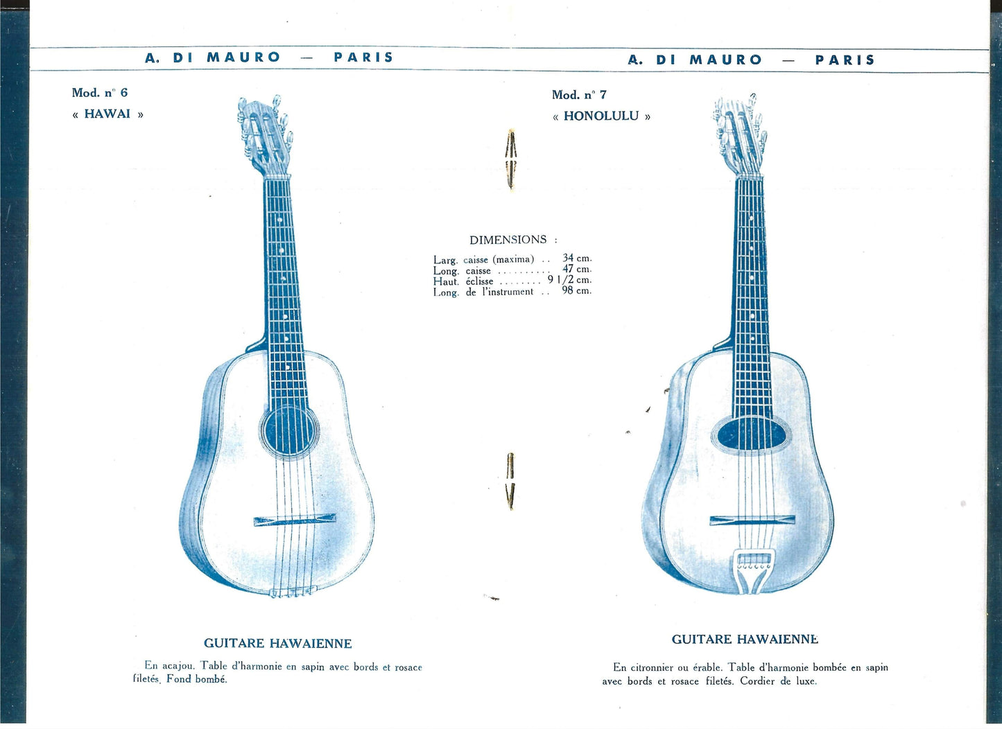 1940s Antoine Di Mauro Honolulu Hawaiian Lap Steel Guitar Gypsy Jazz Grande Bouche Guitare