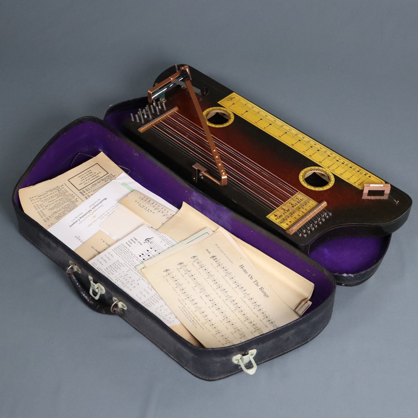 Manufacturers Advertising Company Hawaiian Tremoloa with Case, Music, Directions, Picks, and other Case Candy