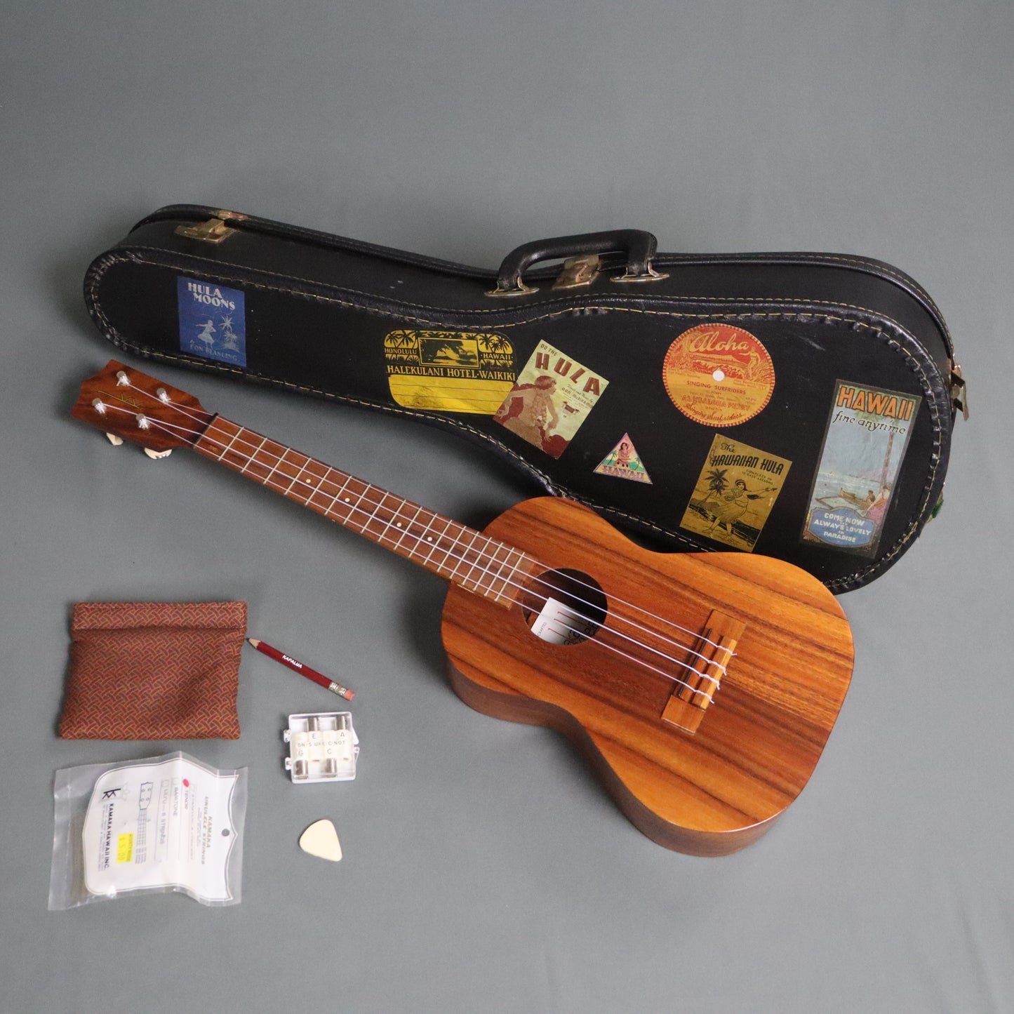MINTY 1980's Kamaka White Label Solid Koa Tenor Ukulele w' Case Candy! Professional Uke