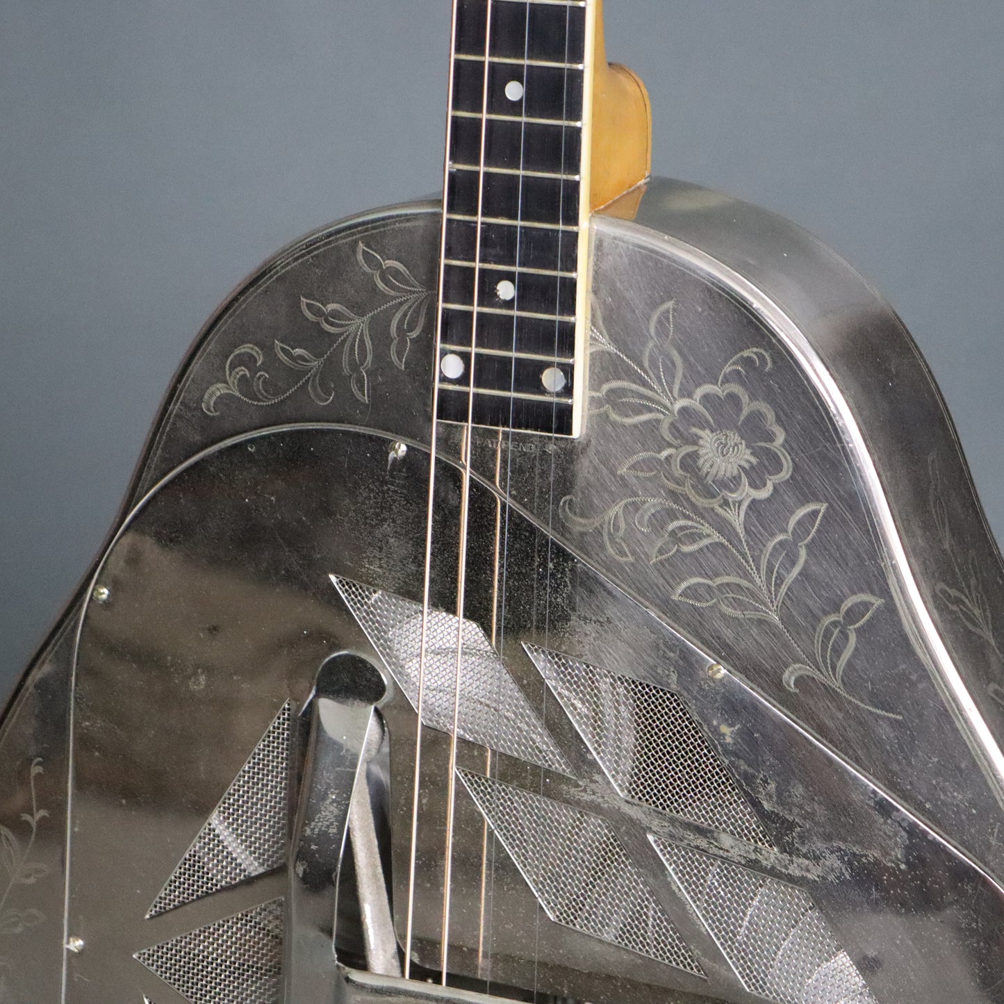 1929 National Style 2 Tricone Tenor Guitar Wild Rose Engraved Resonator