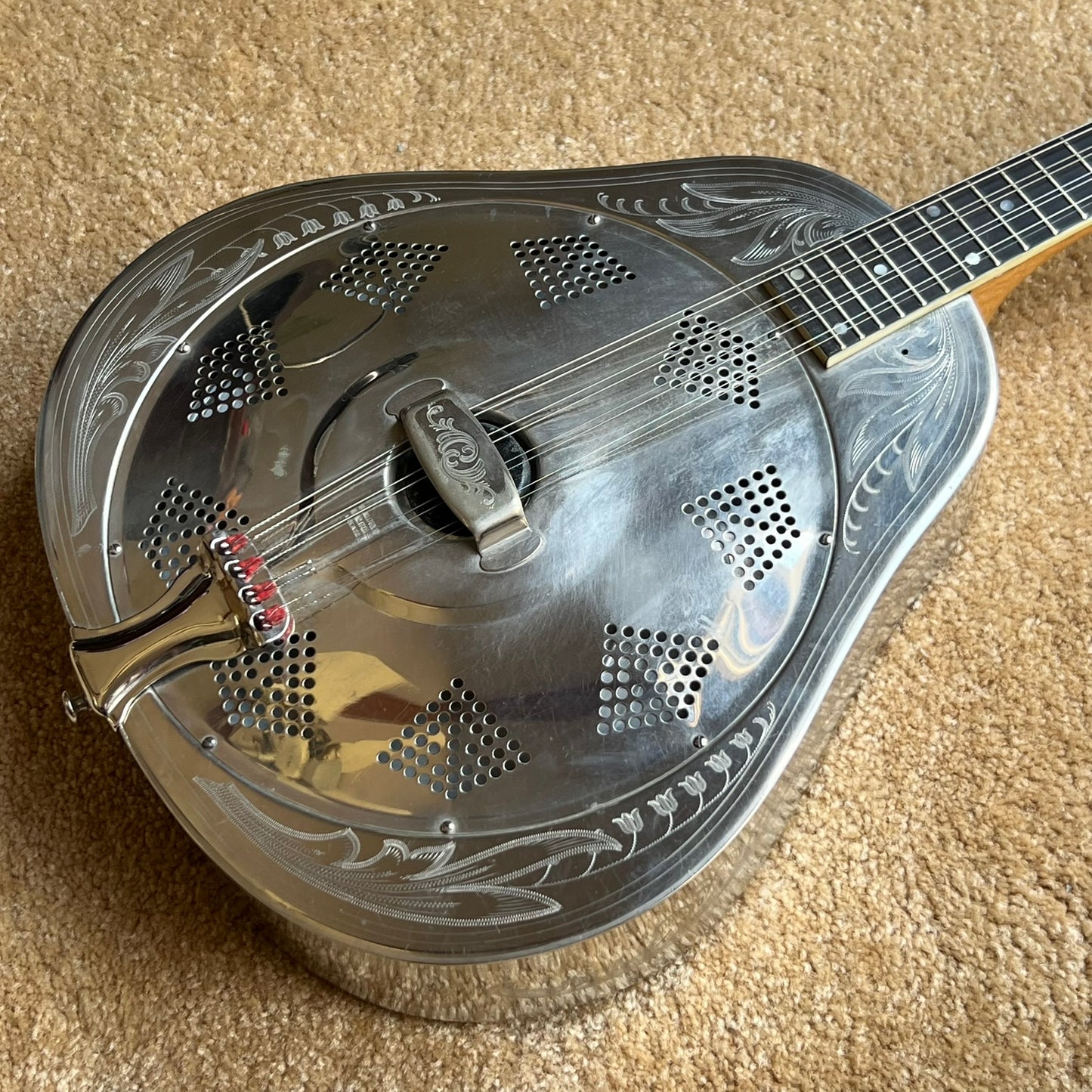 1937 National Style 3 Single Cone Mandolin w' Calton Flight Case Lilly of the Valley