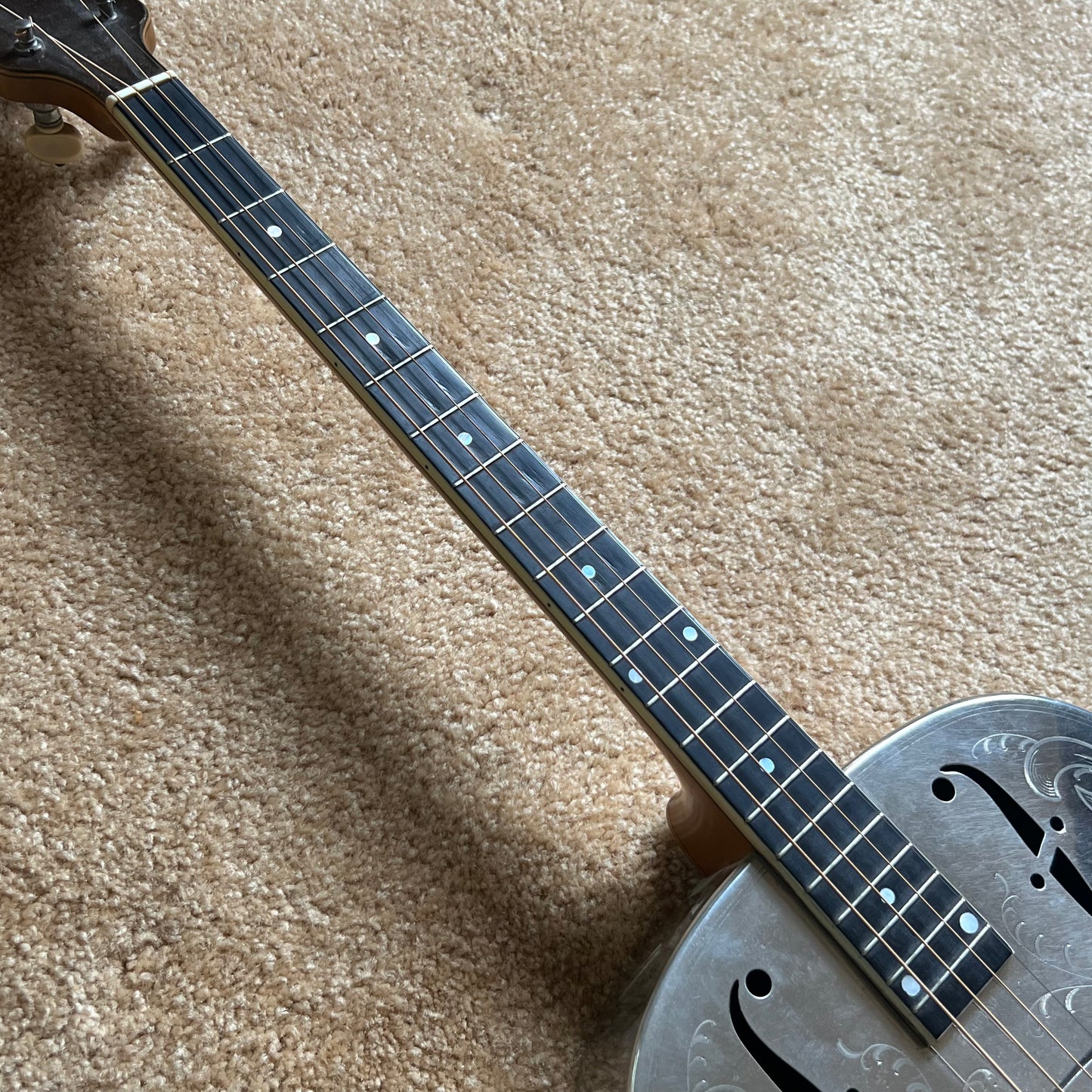 1931 National Style 3 Single Cone Tenor Four String Guitar w' Calton Flight Case Lilly of the Valley