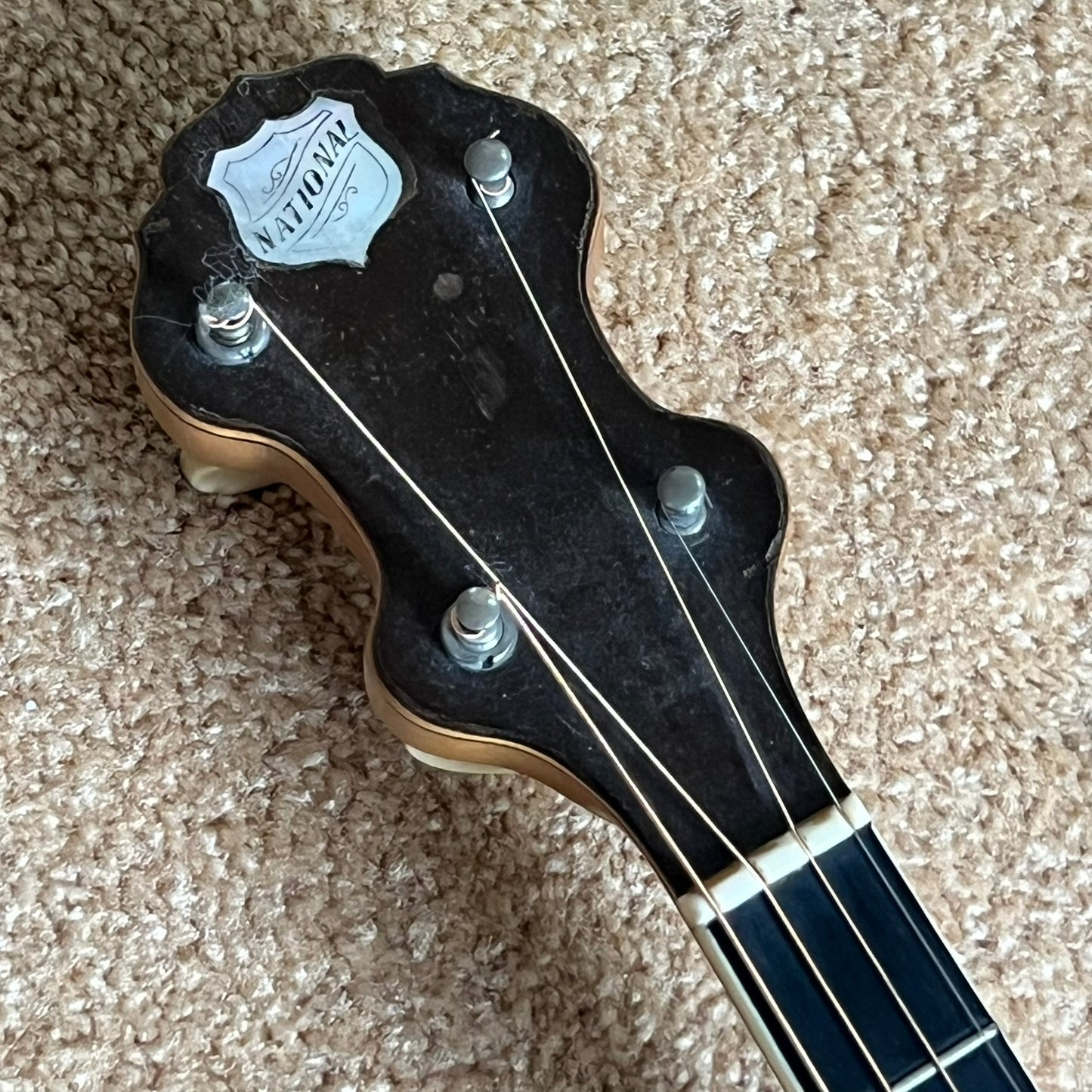 1931 National Style 3 Single Cone Tenor Four String Guitar w' Calton Flight Case Lilly of the Valley