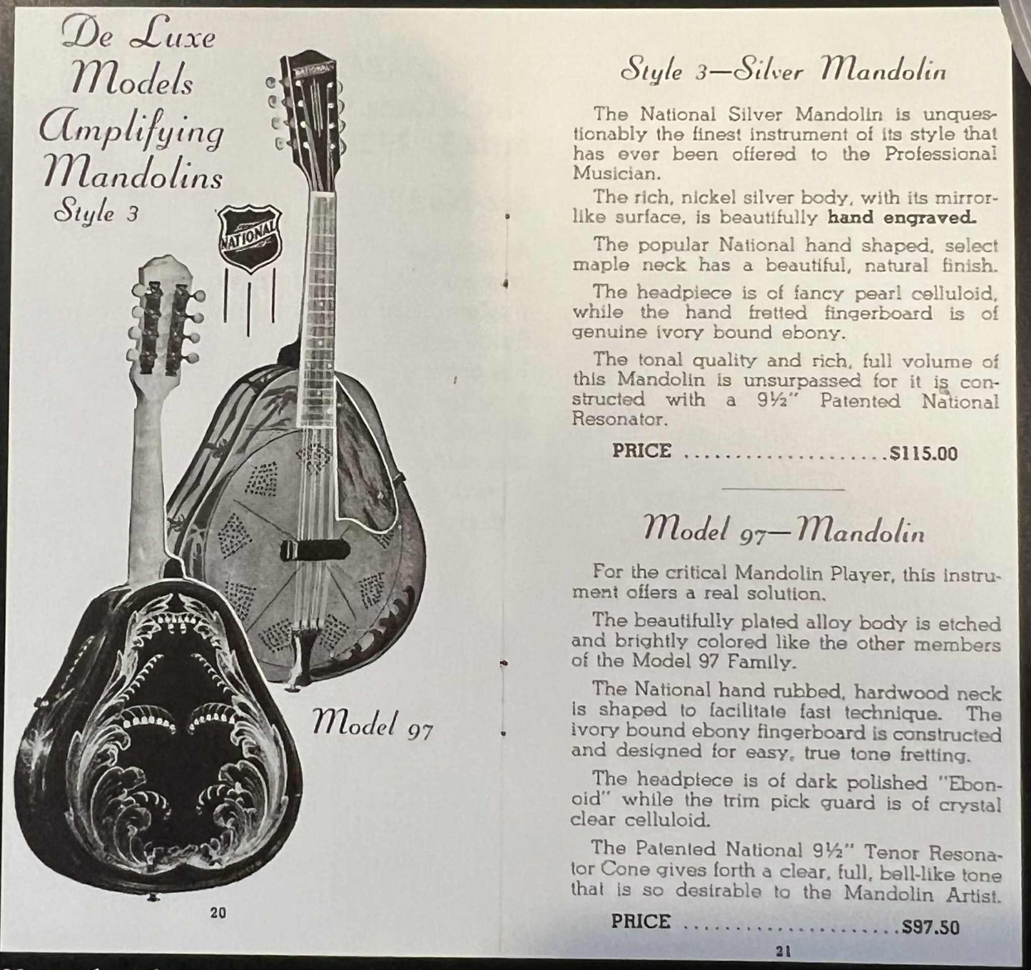 1937 National Style 3 Single Cone Mandolin w' Calton Flight Case Lilly of the Valley