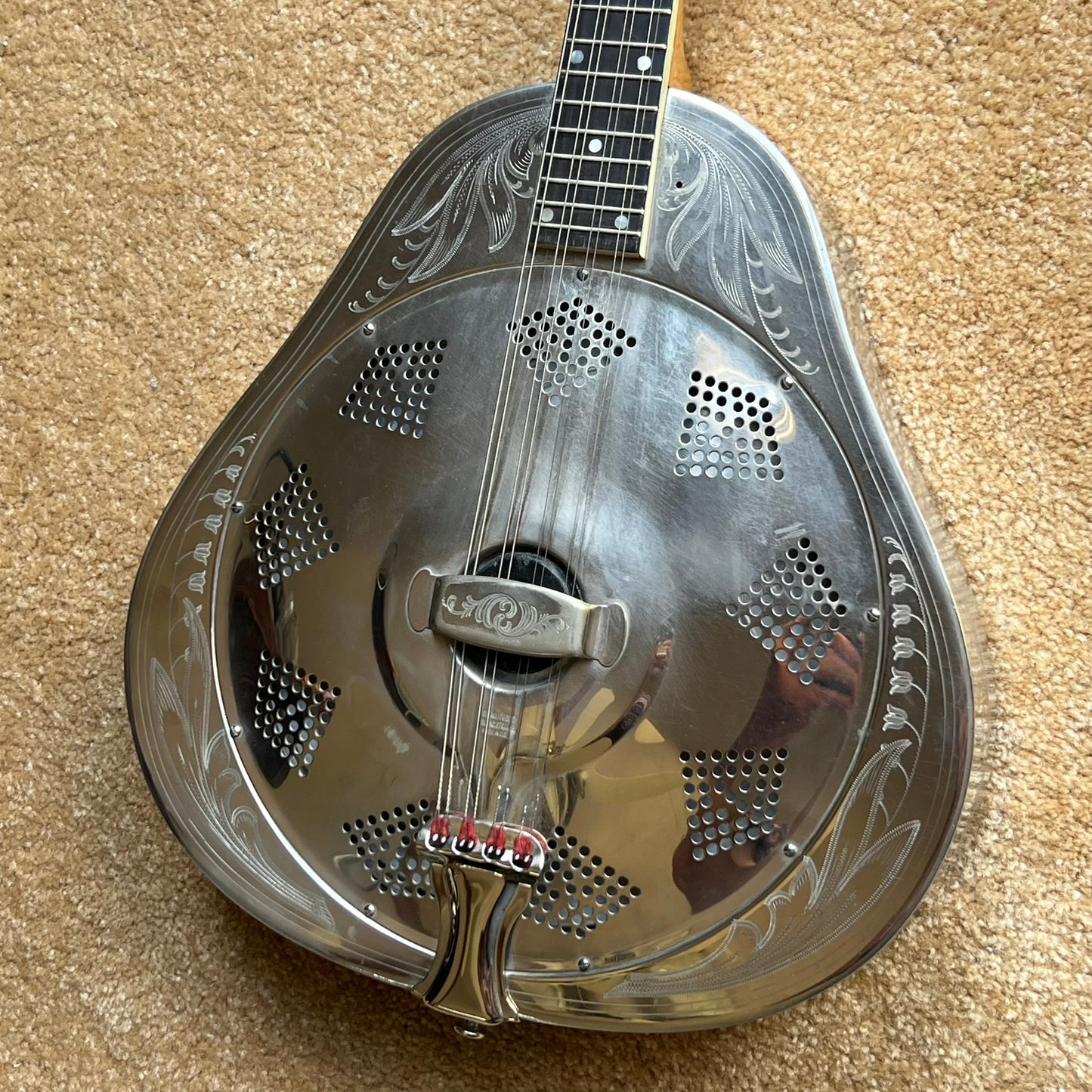 1937 National Style 3 Single Cone Mandolin w' Calton Flight Case Lilly of the Valley