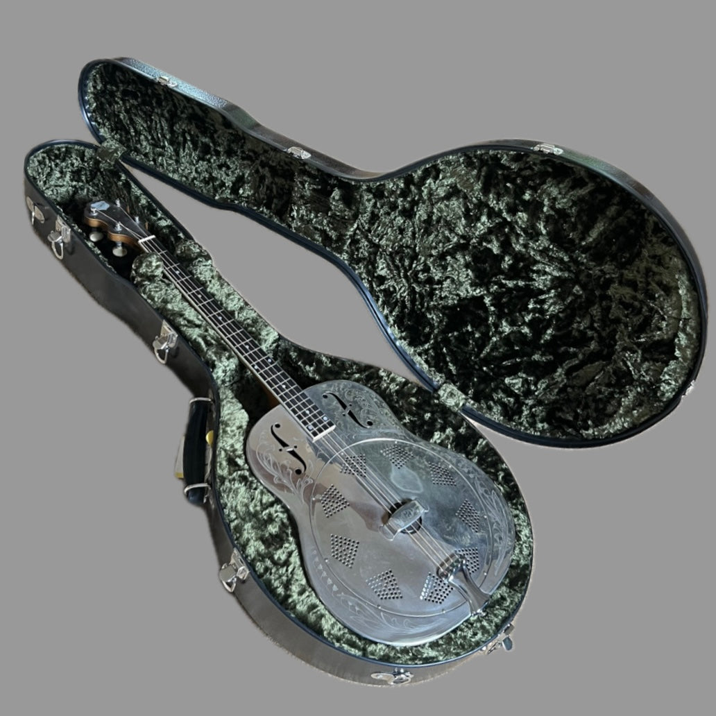 1931 National Style 3 Single Cone Tenor Four String Guitar w' Calton Flight Case Lilly of the Valley