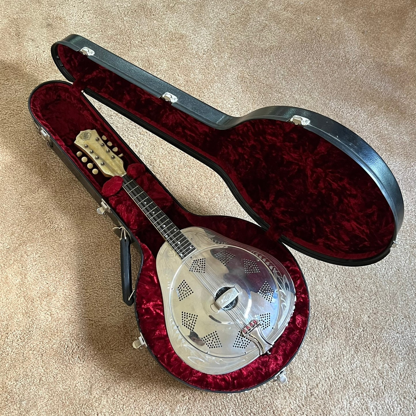 1937 National Style 3 Single Cone Mandolin w' Calton Flight Case Lilly of the Valley
