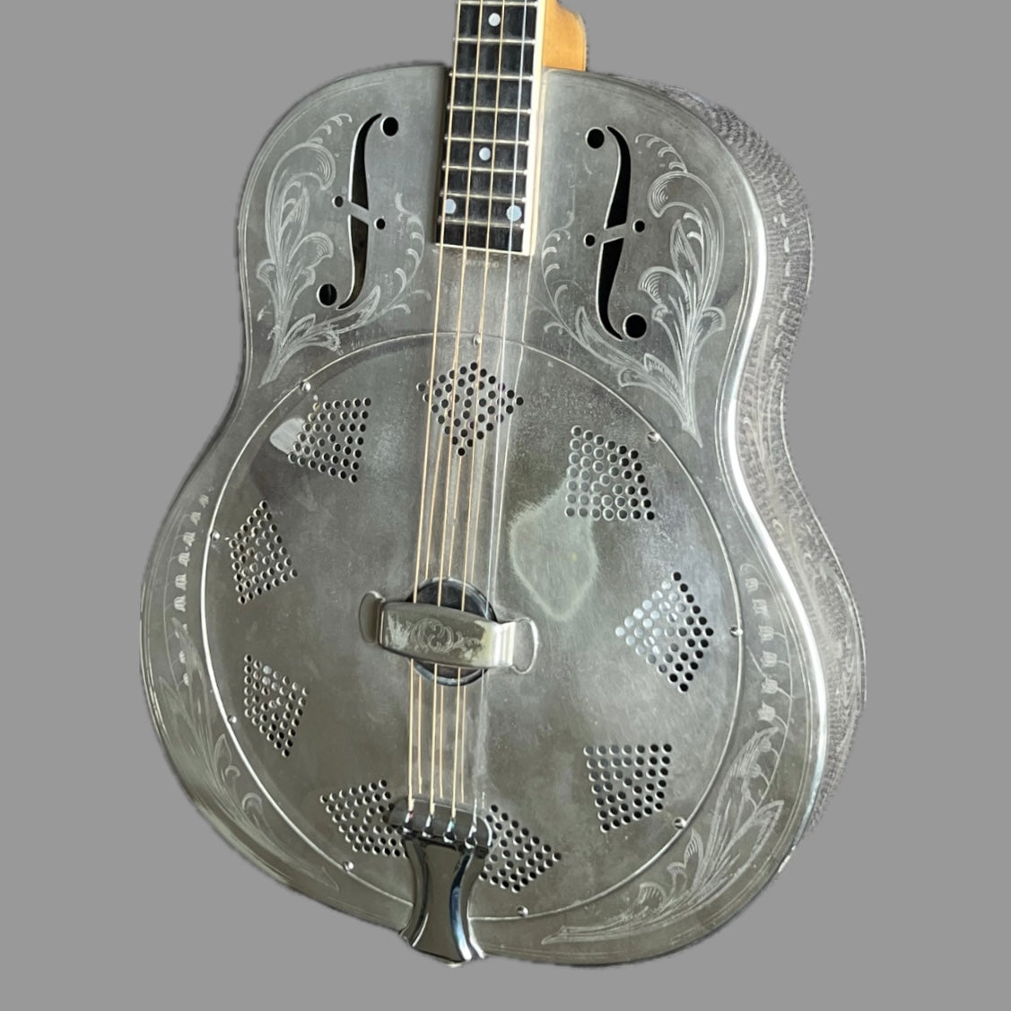 1931 National Style 3 Single Cone Tenor Four String Guitar w' Calton Flight Case Lilly of the Valley