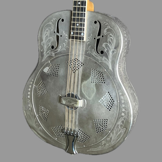 1931 National Style 3 Single Cone Tenor Four String Guitar w' Calton Flight Case Lilly of the Valley