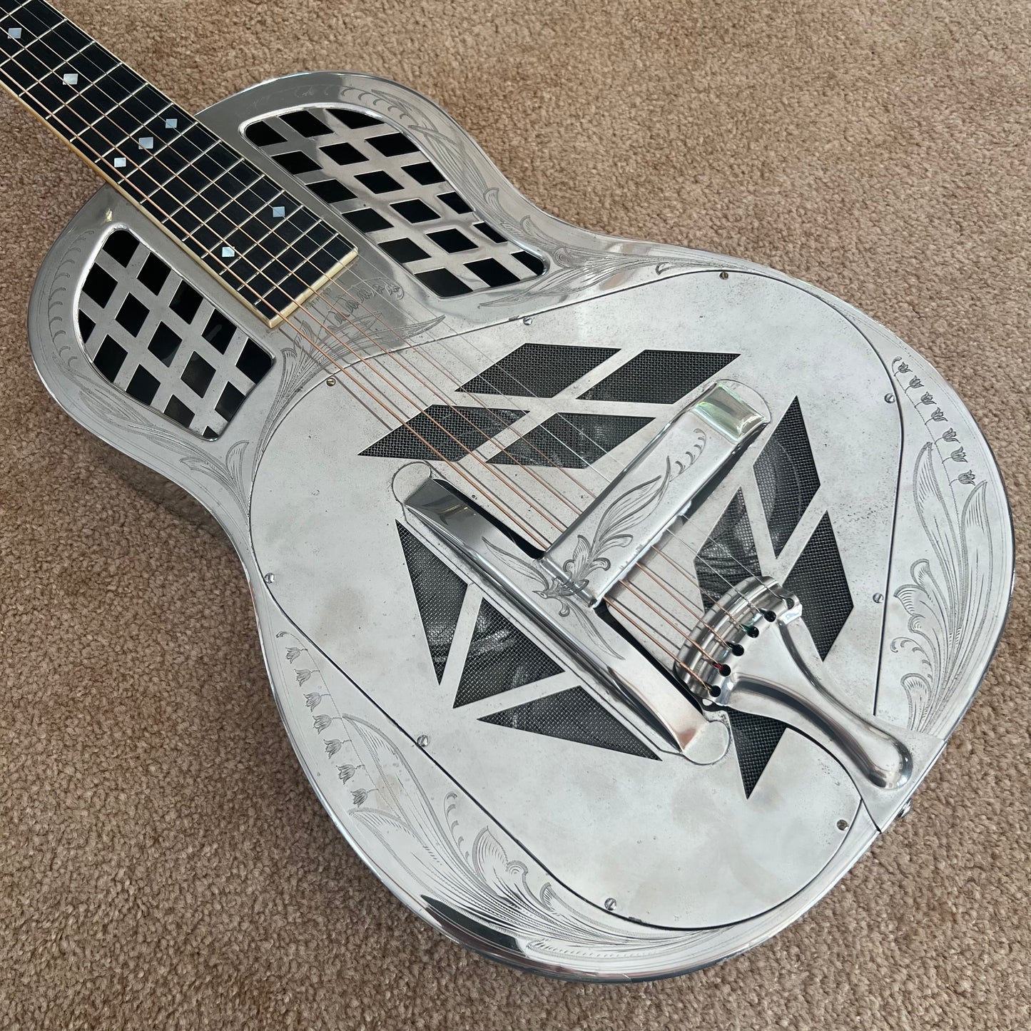 1928 National Style 3 Tricone Round Neck Resonator Guitar Lilly of the Valley