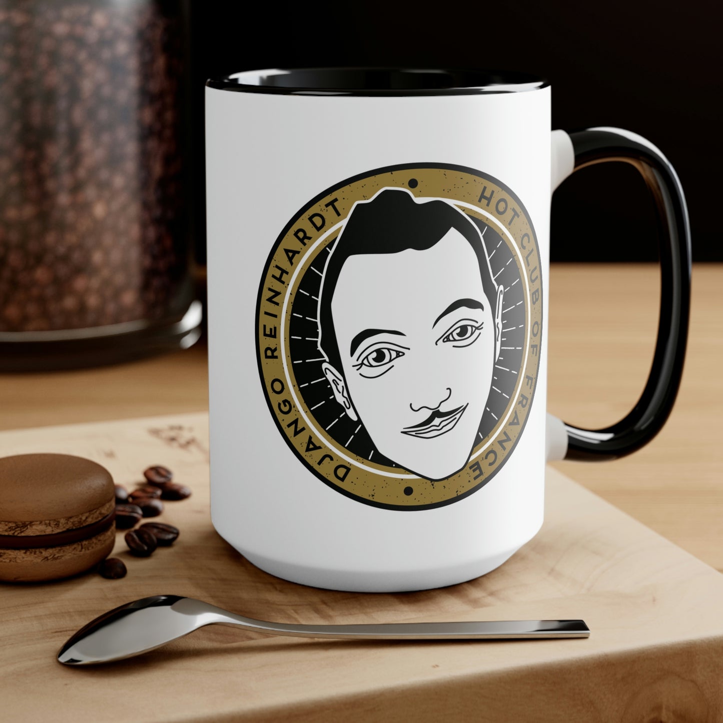 Django Reinhardt - Hot Club of France Black Accent Gypsy Jazz Coffee Mug 11oz. and 15oz.