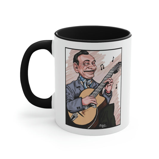 Django Reinhardt Black Accent Gypsy Jazz Coffee Mug 11oz. and 15oz.