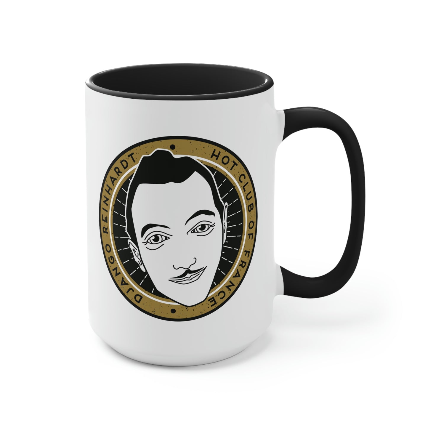 Django Reinhardt - Hot Club of France Black Accent Gypsy Jazz Coffee Mug 11oz. and 15oz.