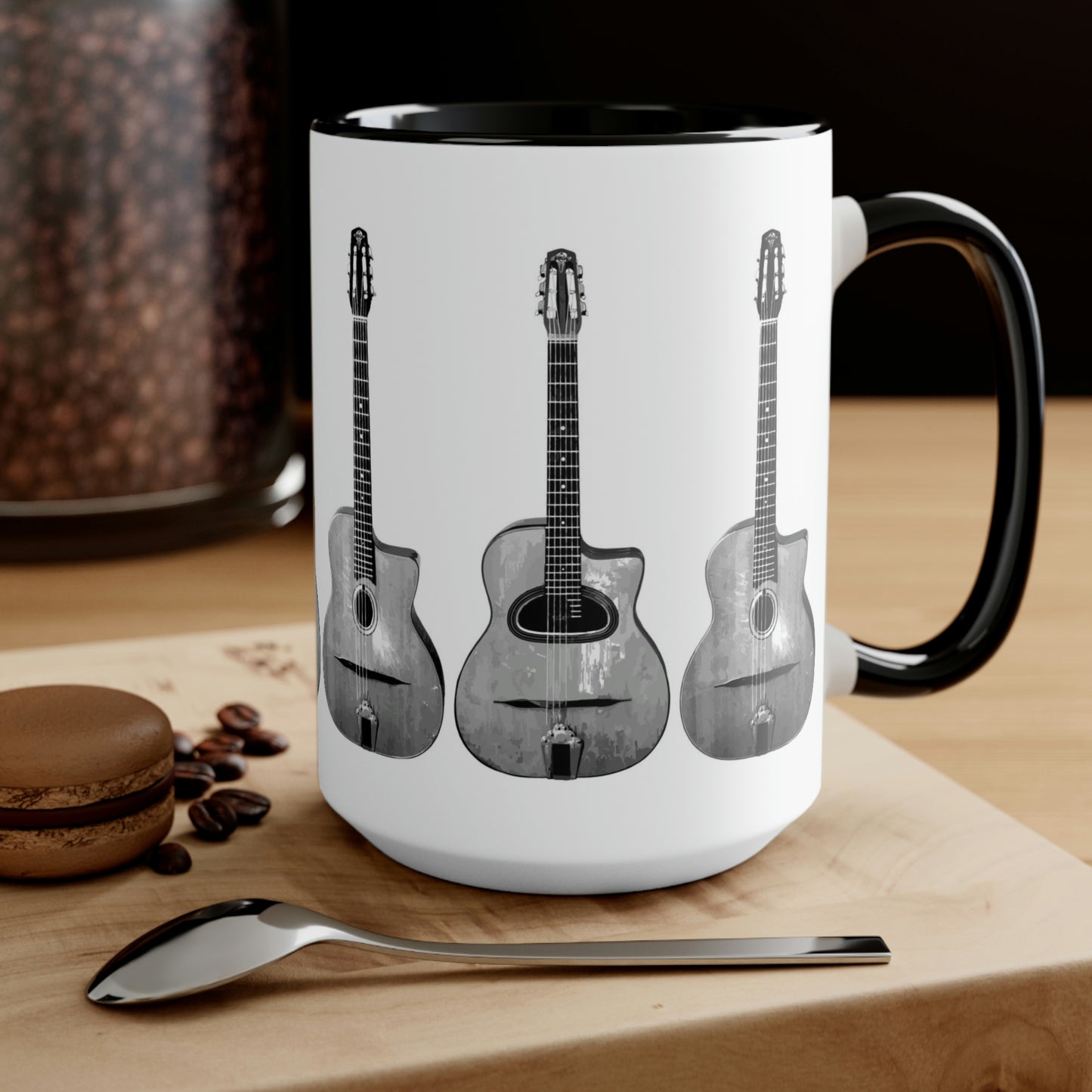 Selmer Guitar Black Accent Gypsy Jazz Mug 11oz. and 15oz.