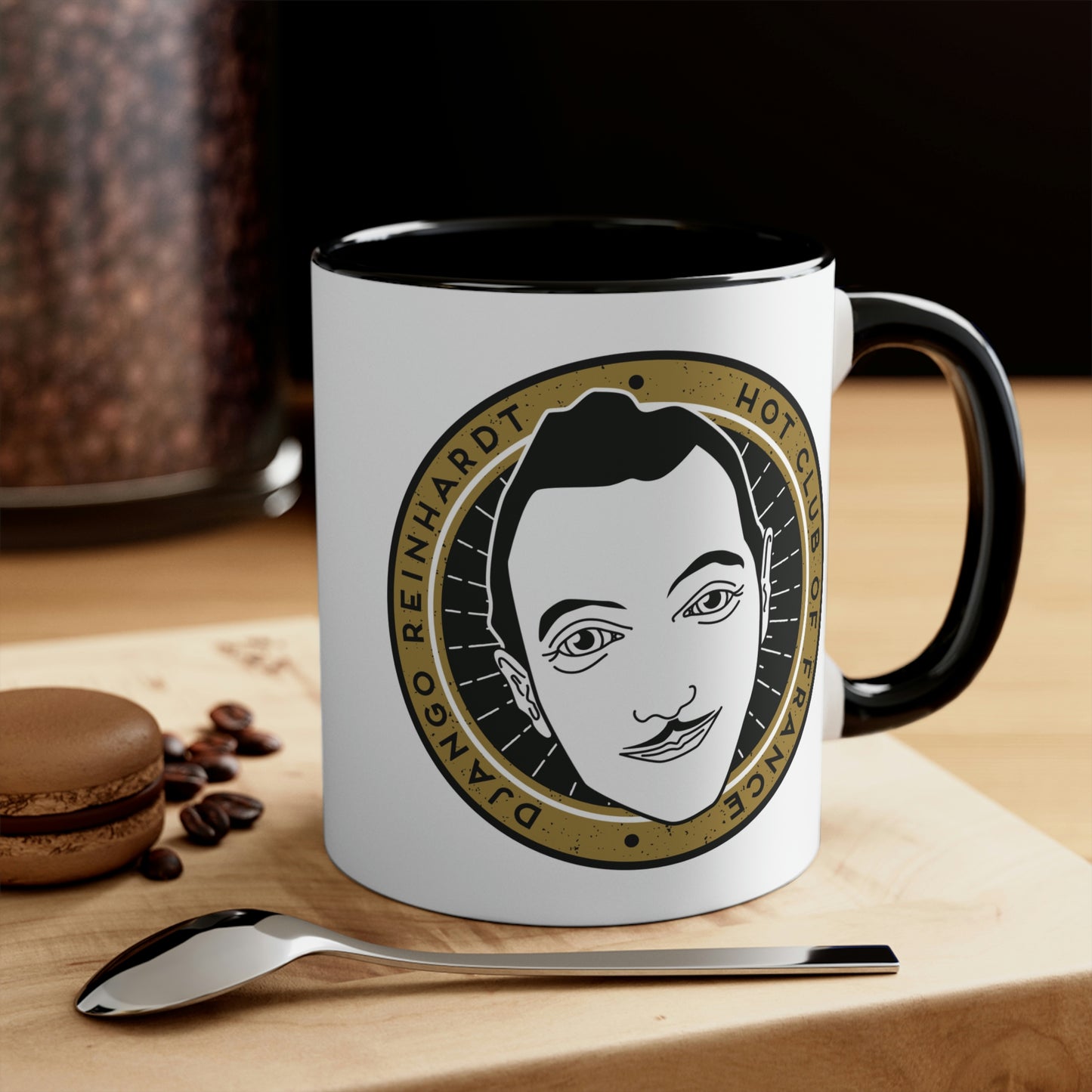 Django Reinhardt - Hot Club of France Black Accent Gypsy Jazz Coffee Mug 11oz. and 15oz.