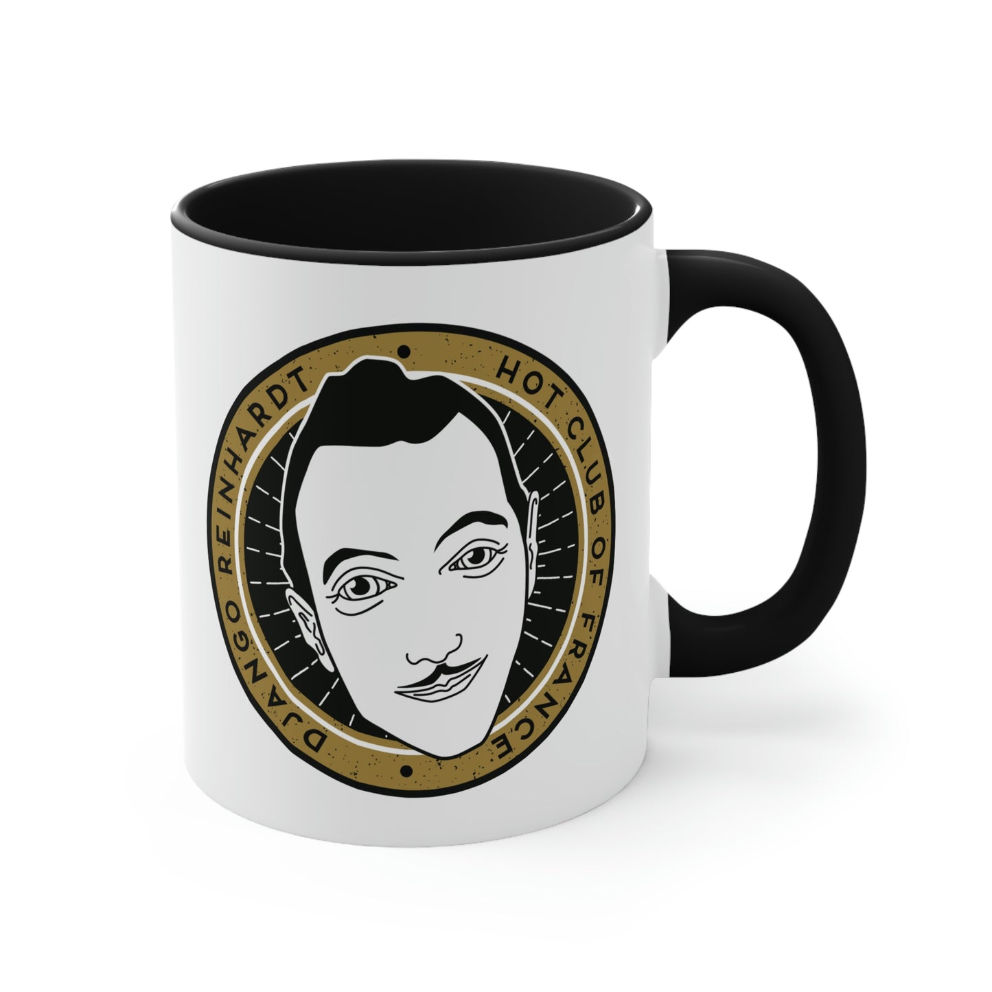 Django Reinhardt - Hot Club of France Black Accent Gypsy Jazz Coffee Mug 11oz. and 15oz.